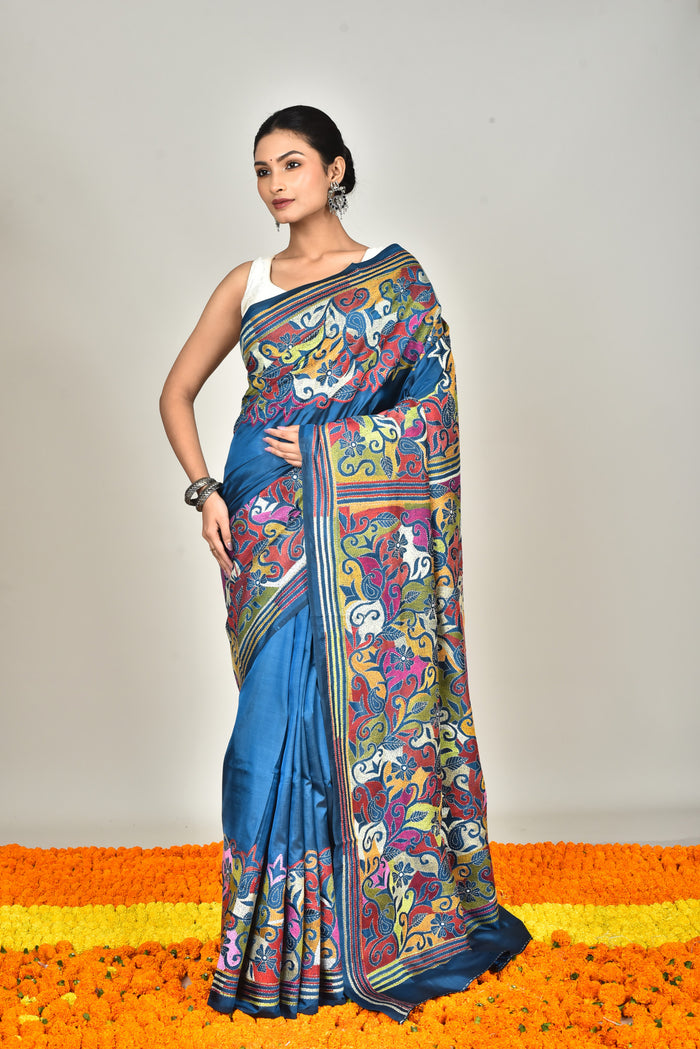 BANGALORE SILK KANTHA SAREE