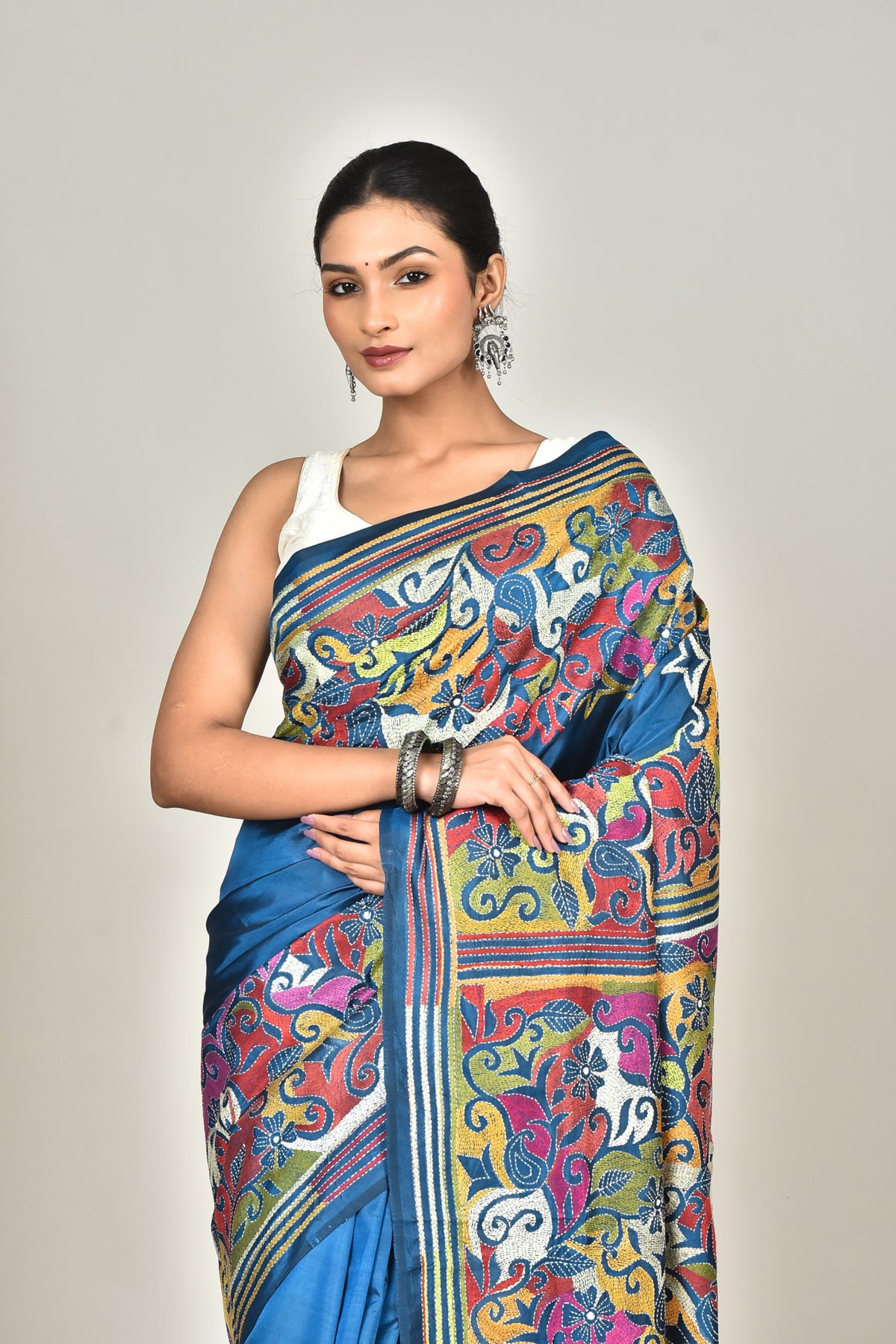 BANGALORE SILK KANTHA SAREE