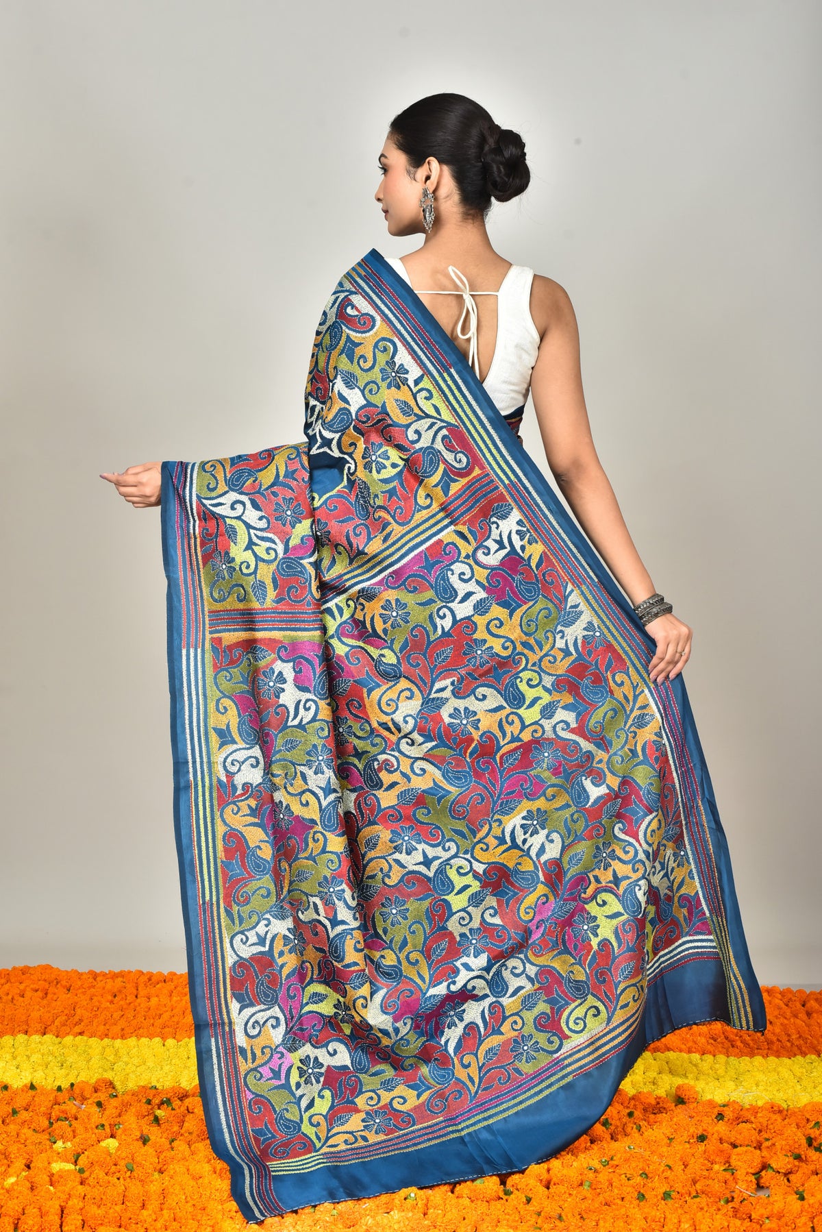 BANGALORE SILK KANTHA SAREE