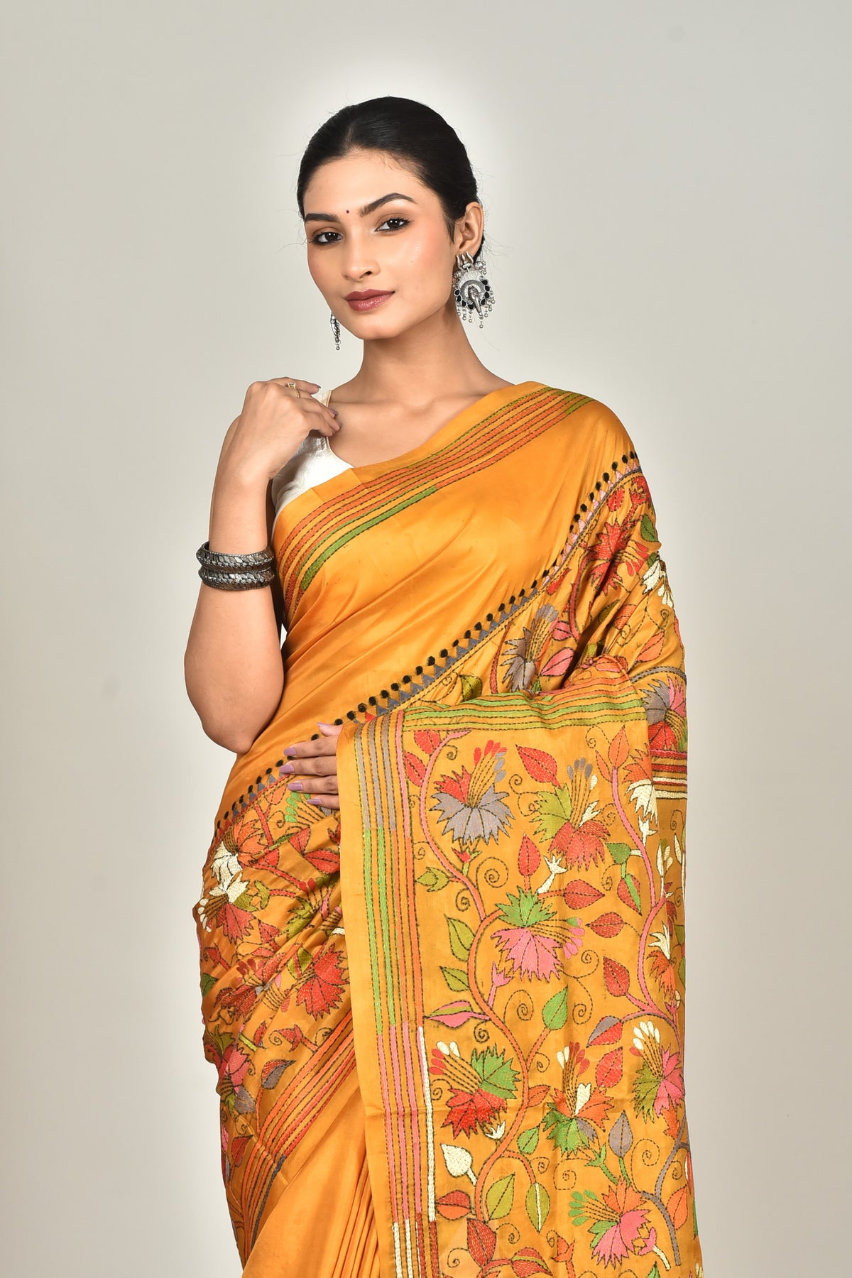 BANGALORE SILK KANTHA SAREE