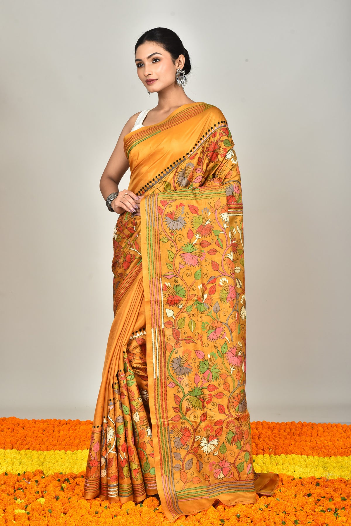 BANGALORE SILK KANTHA SAREE