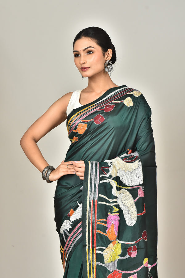 BANGALORE SILK KANTHA SAREE