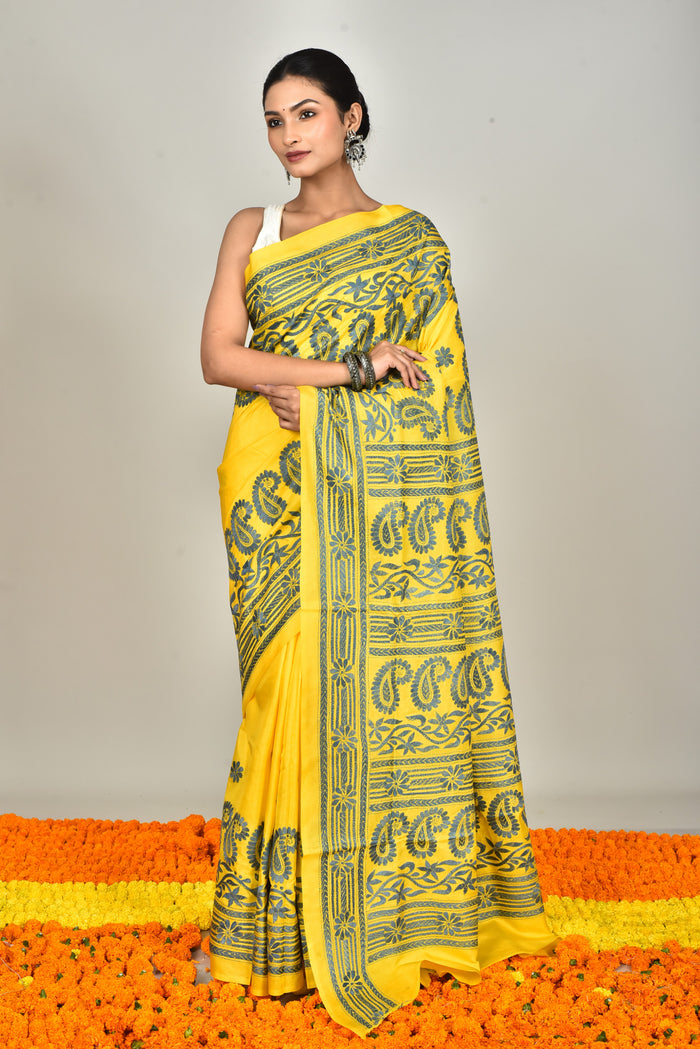 BANGALORE SILK KANTHA SAREE