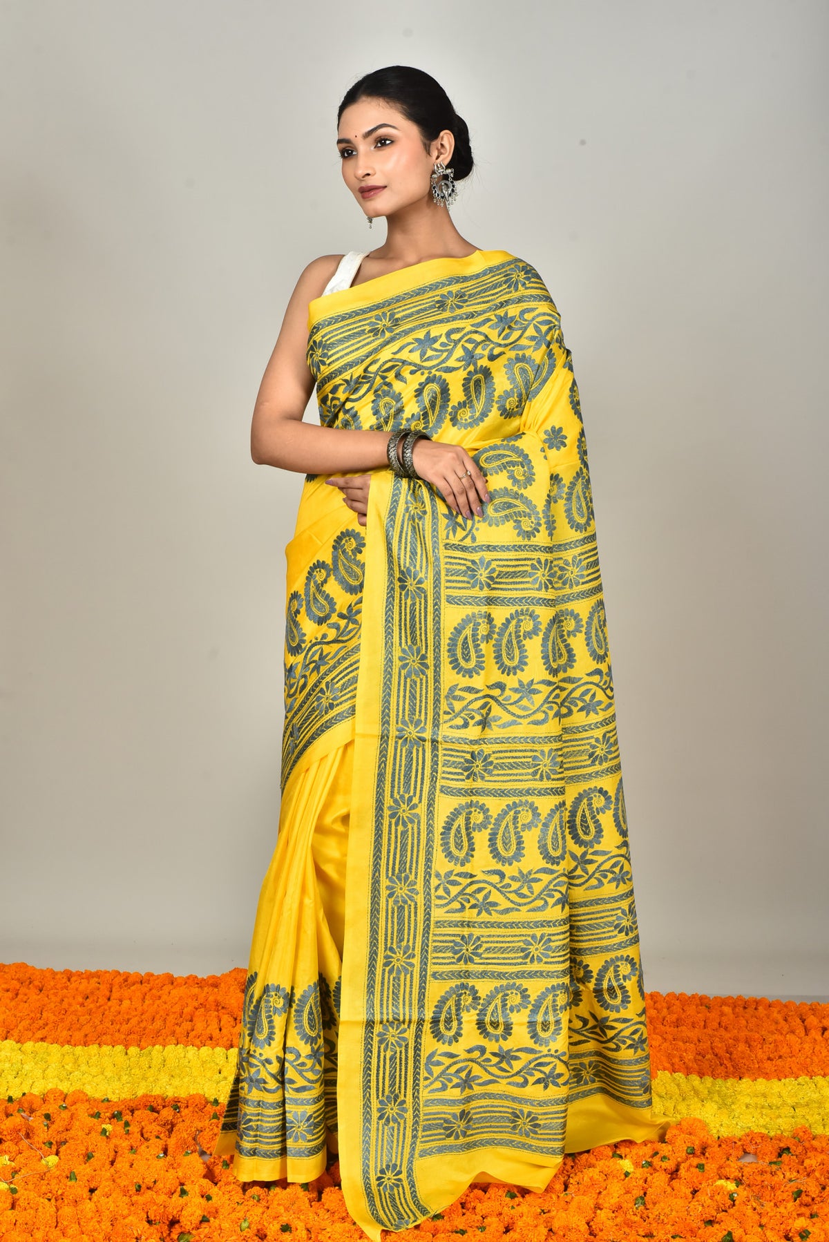 BANGALORE SILK KANTHA SAREE