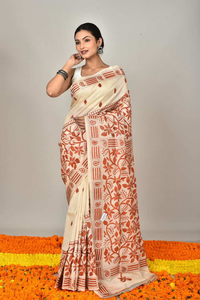 BANGALORE SILK KANTHA SAREE