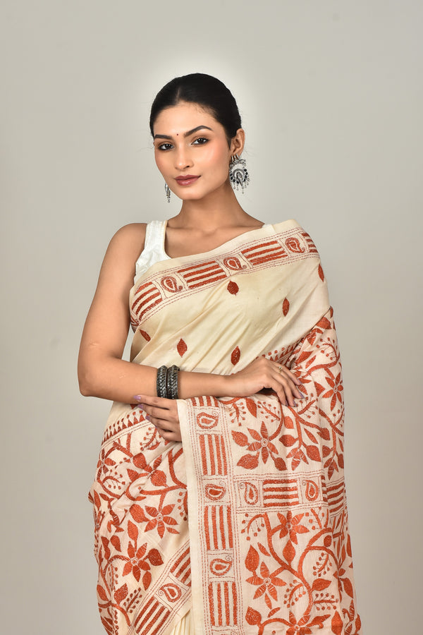 BANGALORE SILK KANTHA SAREE