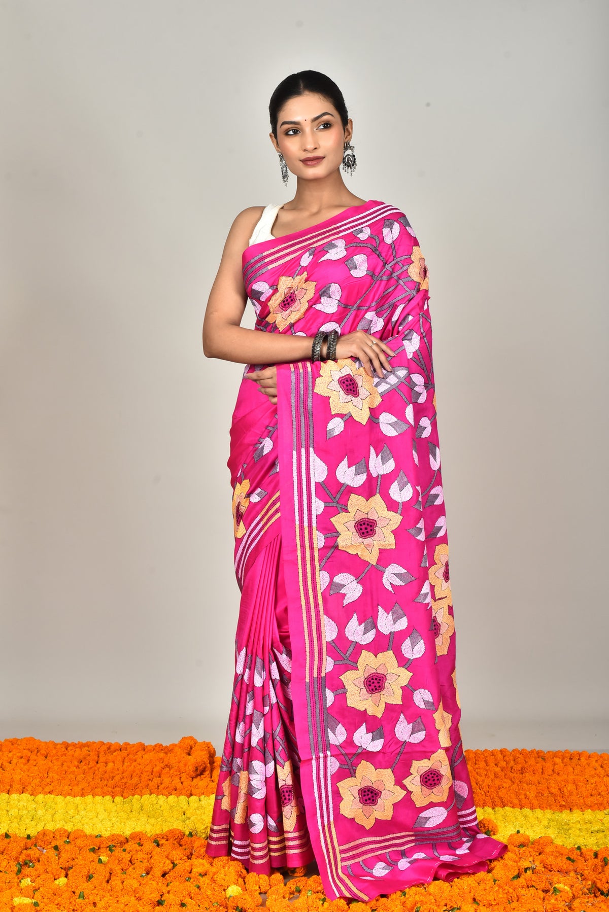 BANGALORE SILK KANTHA SAREE