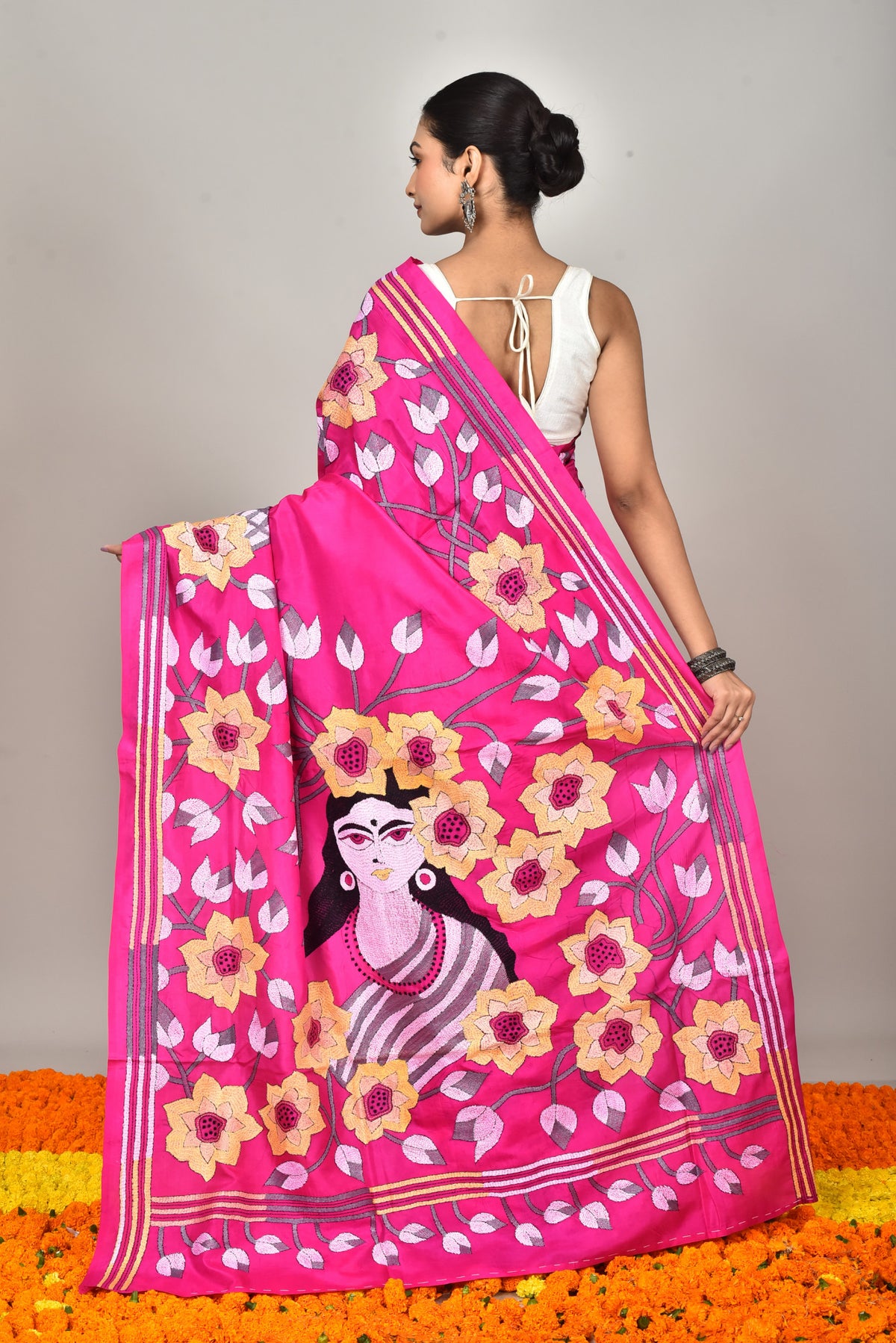 BANGALORE SILK KANTHA SAREE