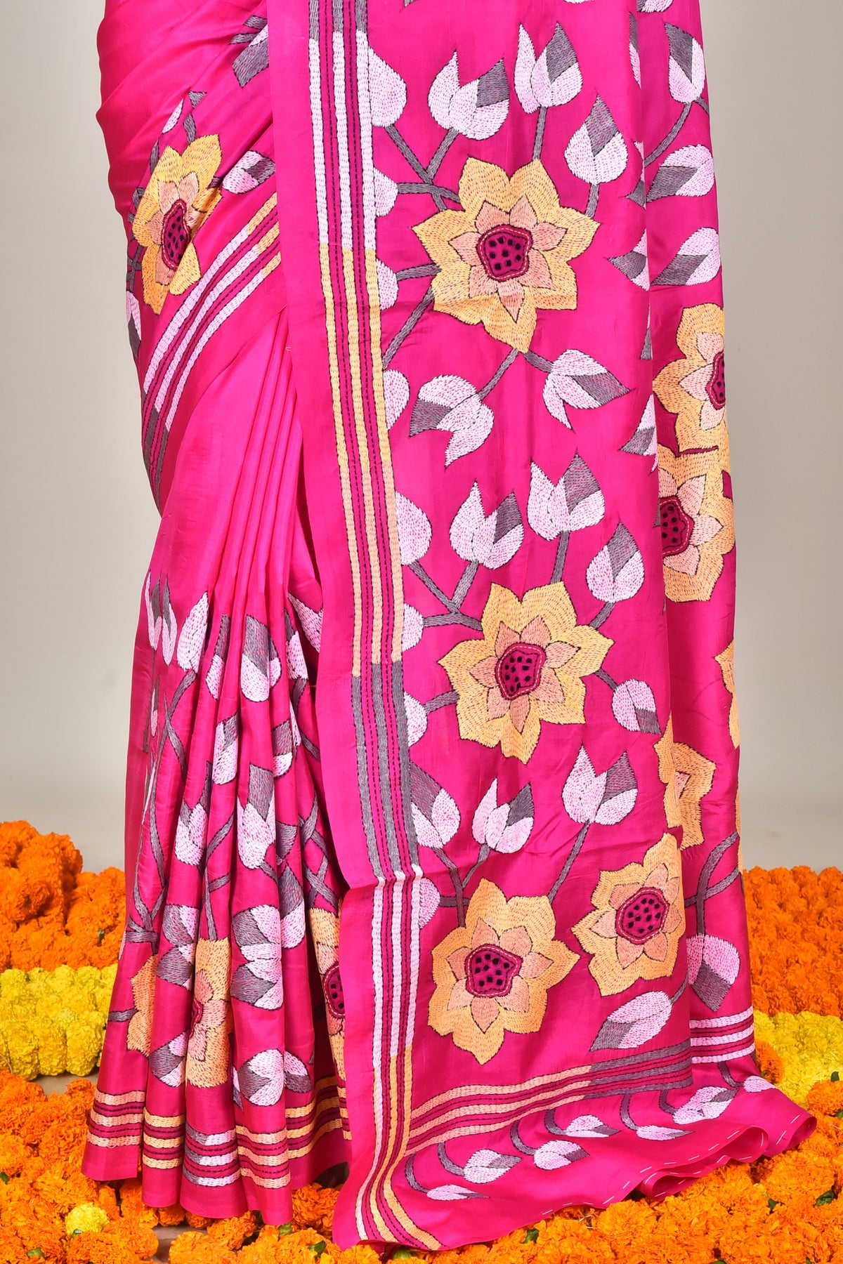 BANGALORE SILK KANTHA SAREE