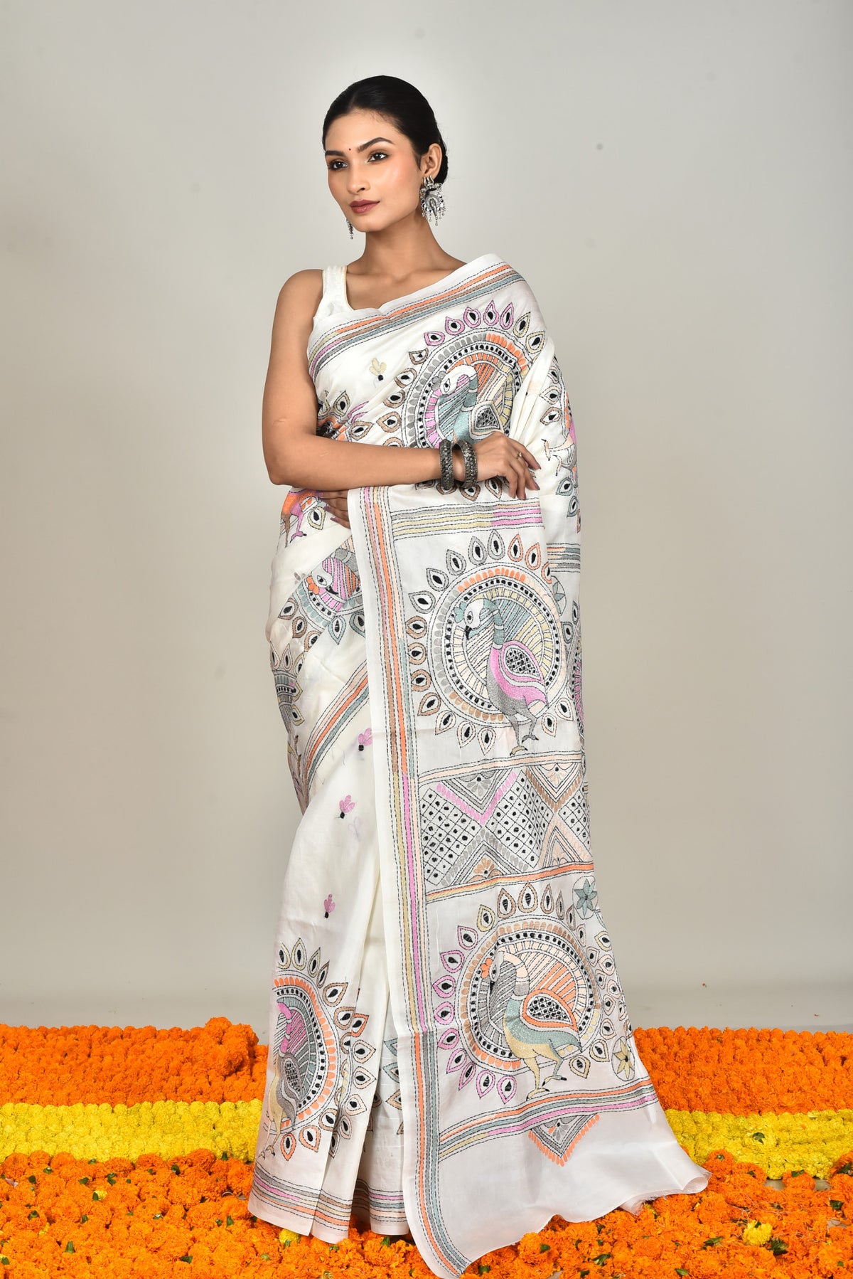 BANGALORE SILK KANTHA SAREE