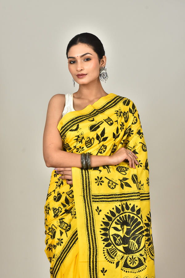 BANGALORE SILK KANTHA SAREE