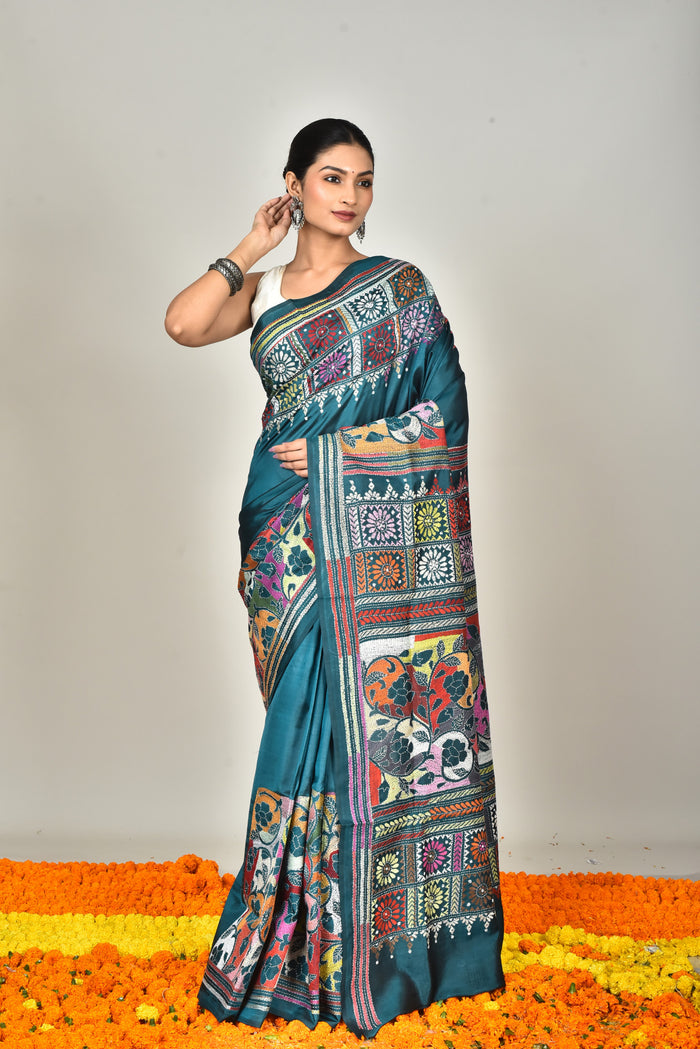 BANGALORE SILK KANTHA SAREE