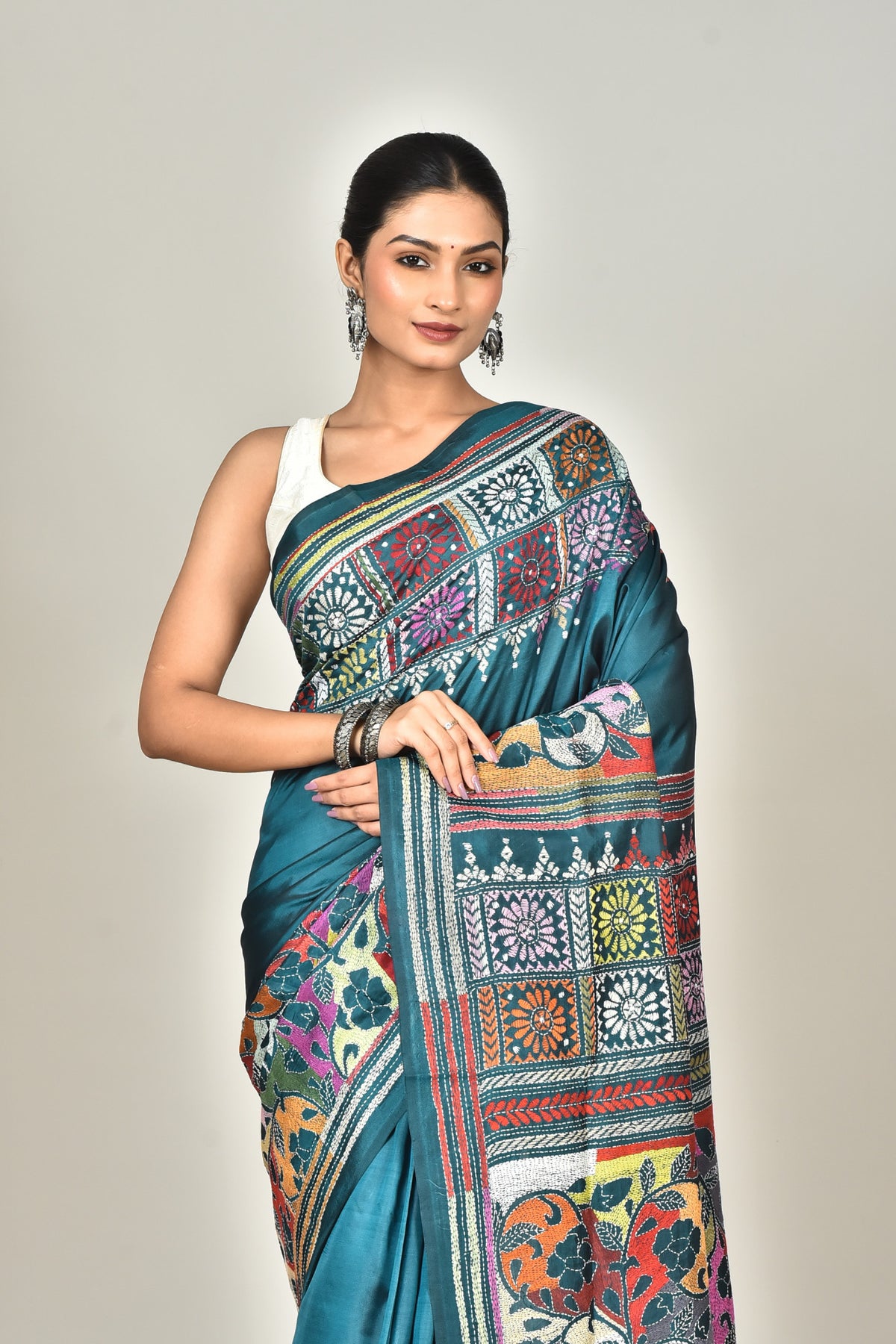 BANGALORE SILK KANTHA SAREE