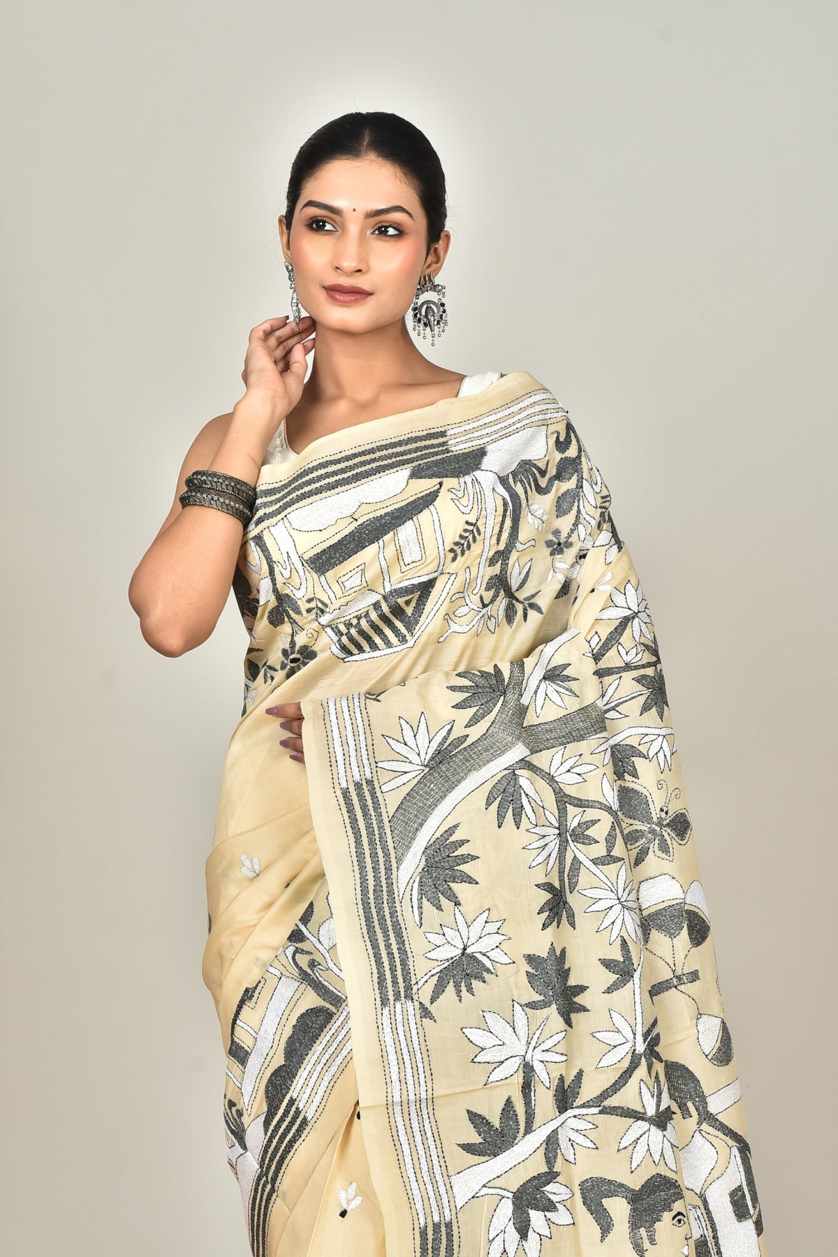 BANGALORE SILK KANTHA SAREE