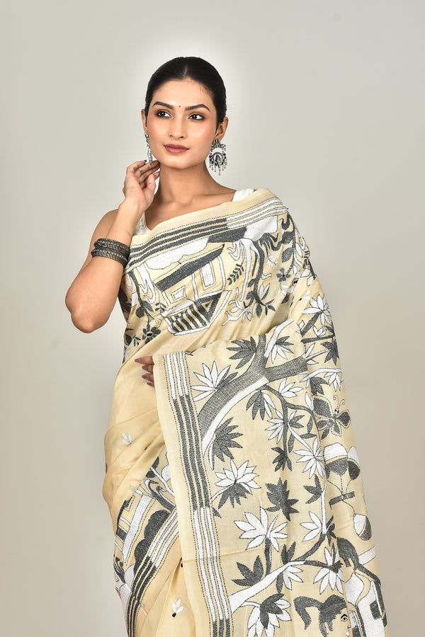 BANGALORE SILK KANTHA SAREE
