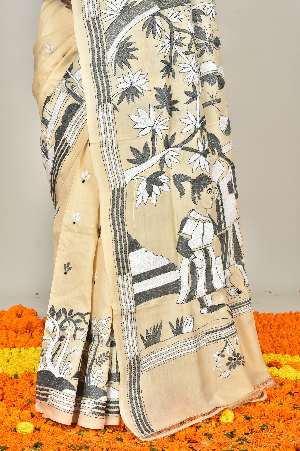 BANGALORE SILK KANTHA SAREE
