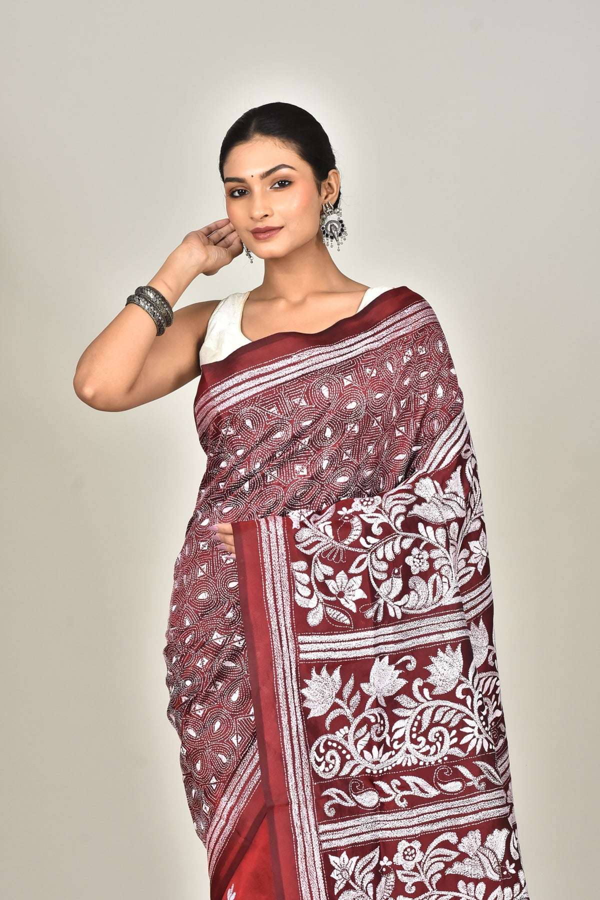 BANGALORE SILK KANTHA SAREE