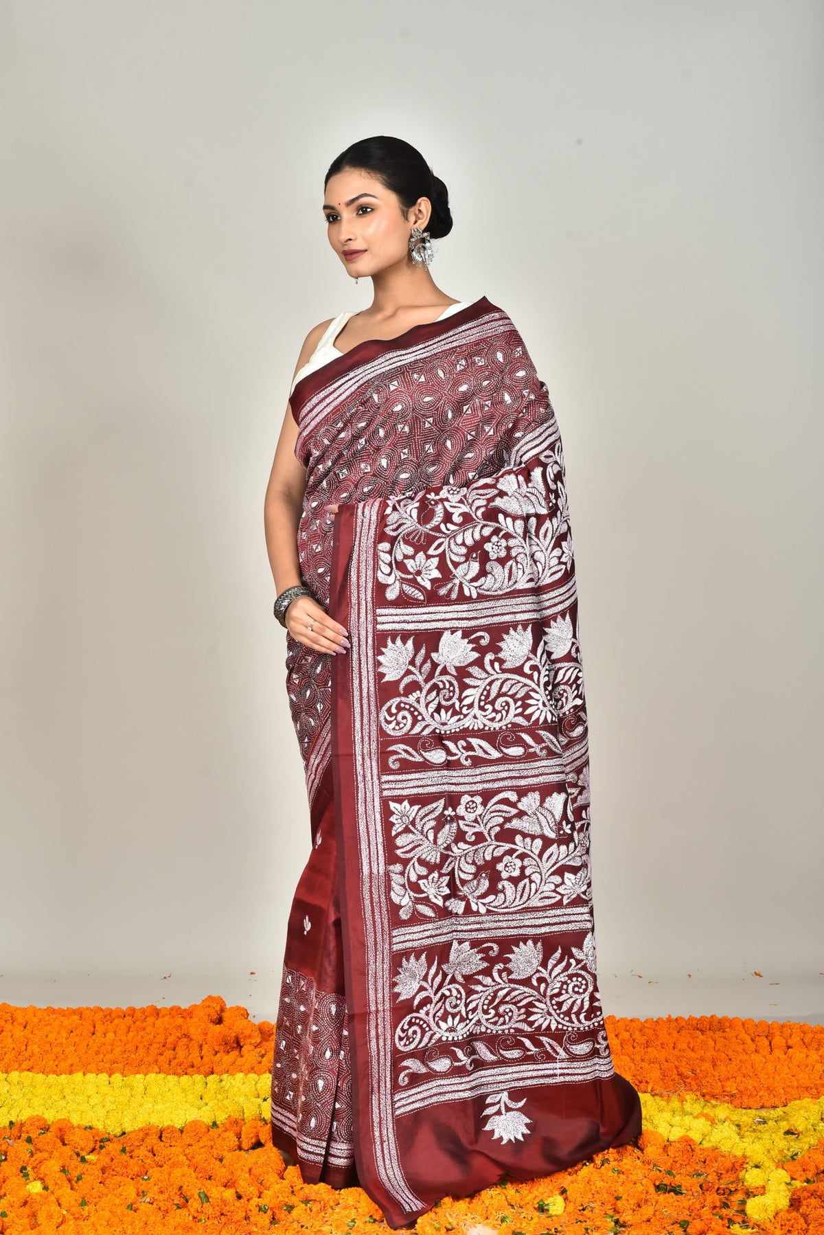 BANGALORE SILK KANTHA SAREE