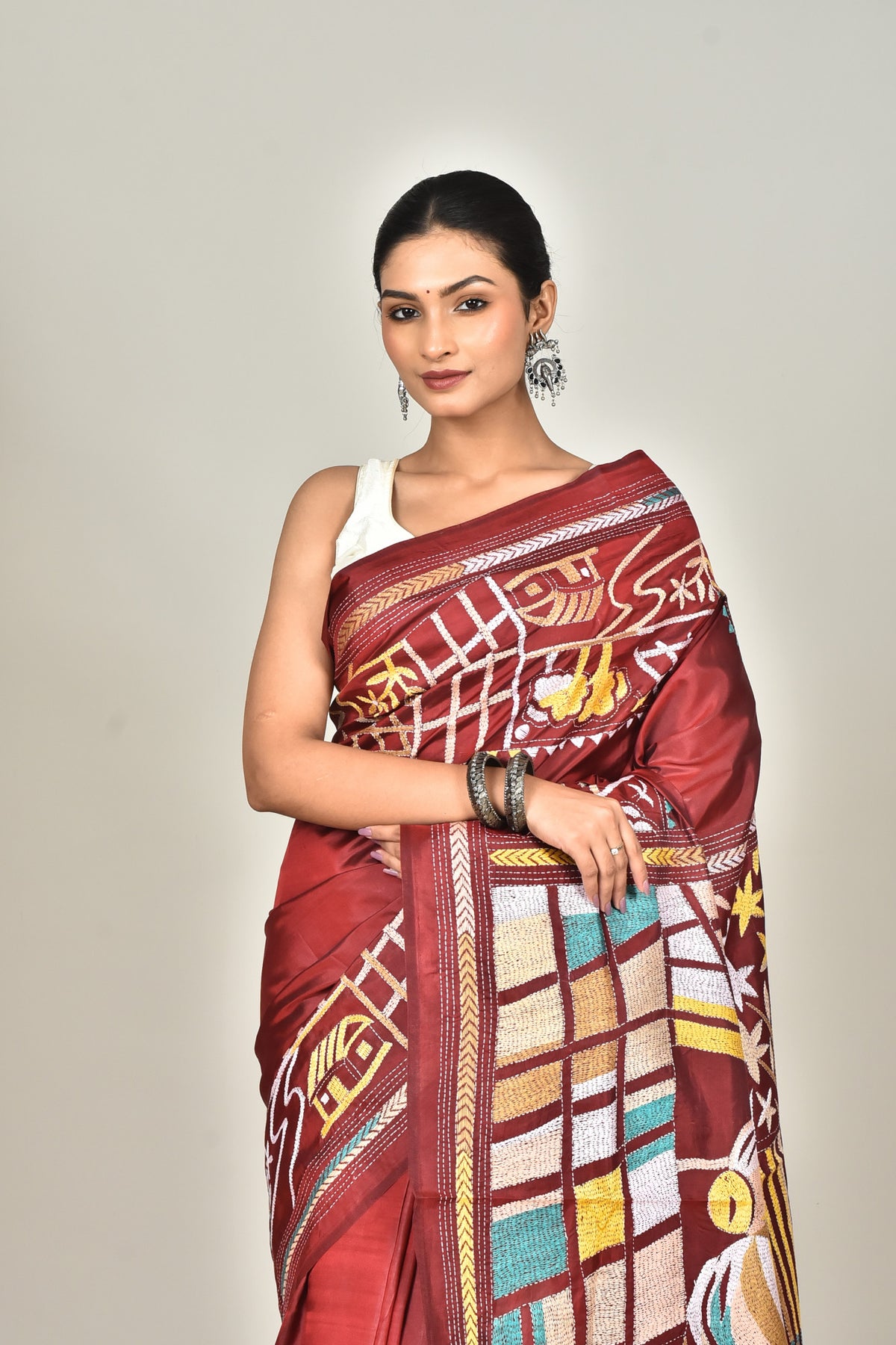 BANGALORE SILK KANTHA SAREE