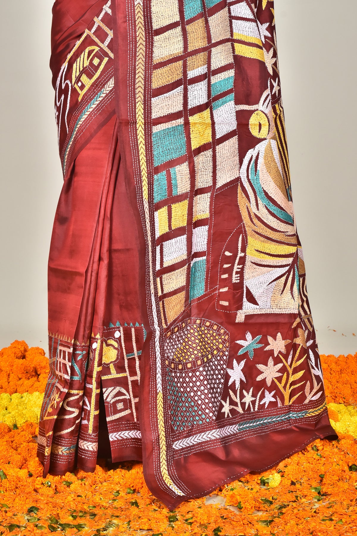BANGALORE SILK KANTHA SAREE