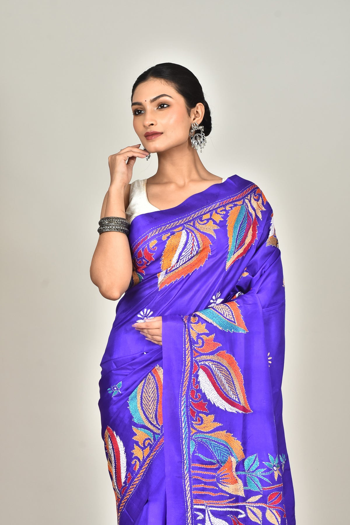 BANGALORE SILK KANTHA SAREE