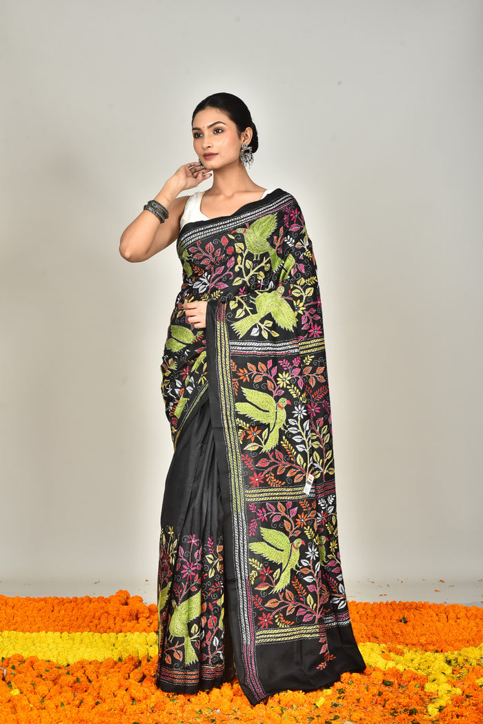 BANGALORE SILK KANTHA SAREE