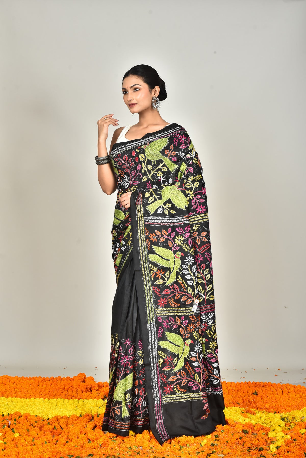 BANGALORE SILK KANTHA SAREE