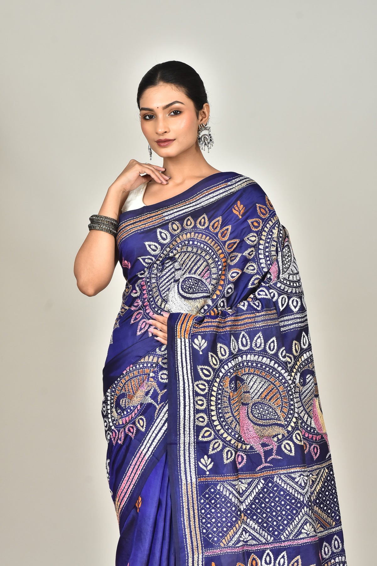 BANGALORE SILK KANTHA SAREE