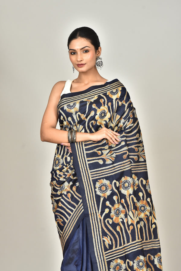 BANGALORE SILK KANTHA SAREE