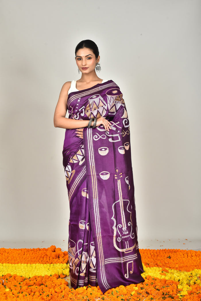 BANGALORE SILK KANTHA SAREE
