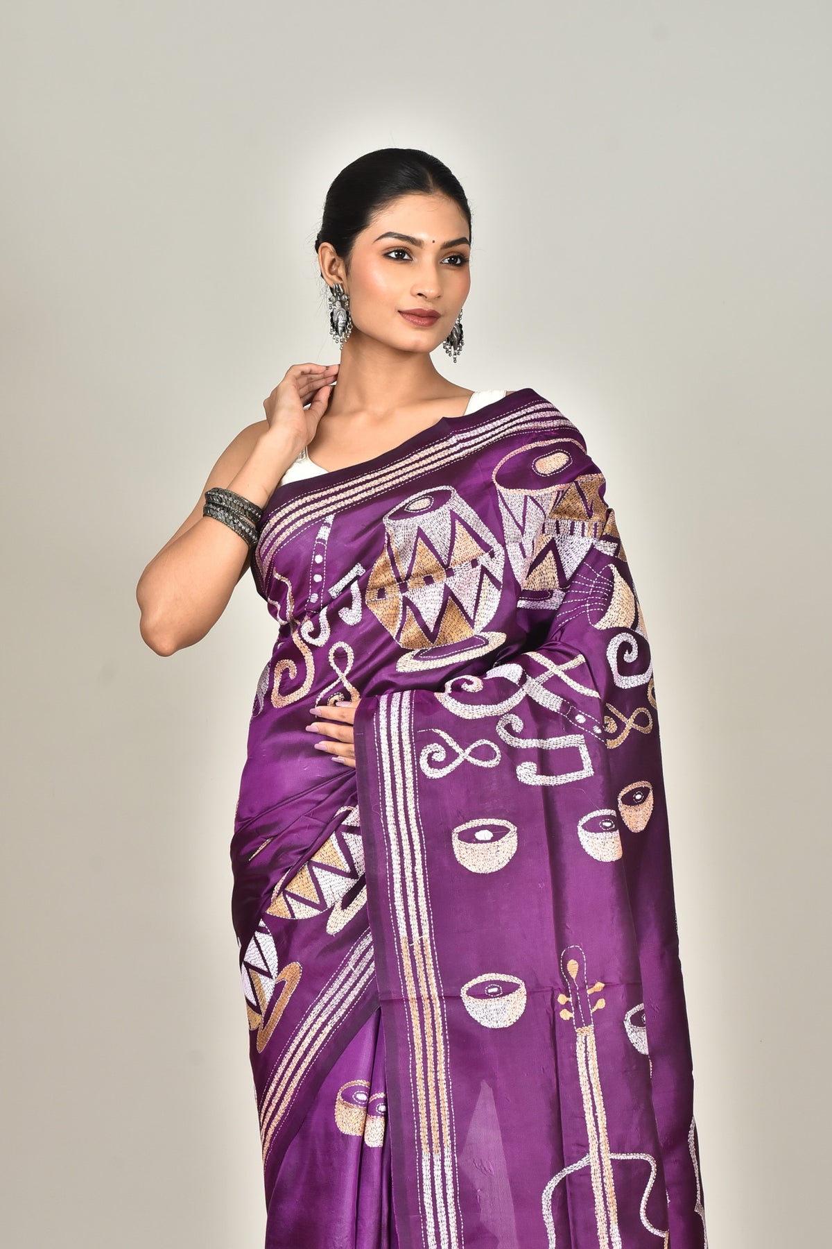 BANGALORE SILK KANTHA SAREE