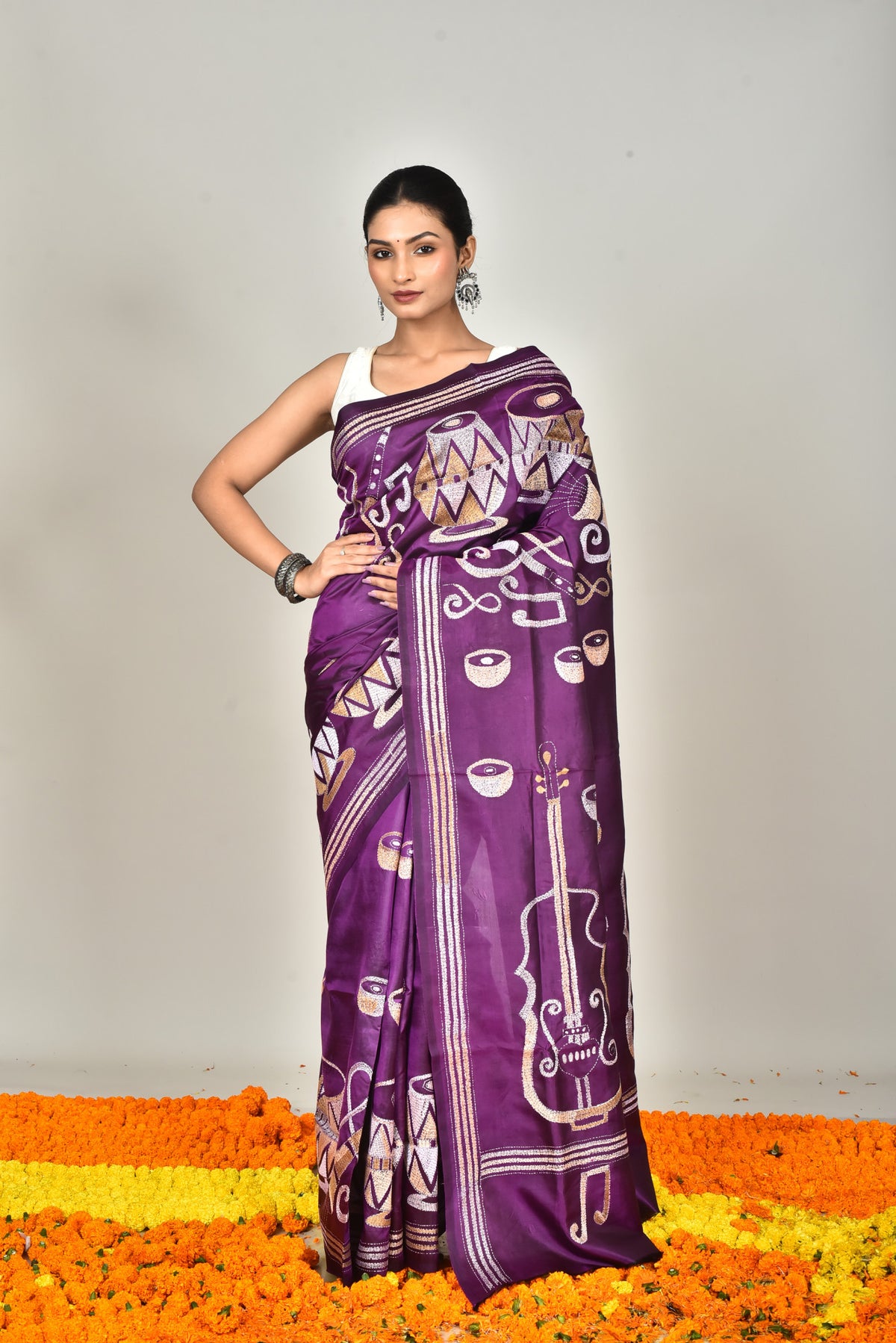 BANGALORE SILK KANTHA SAREE