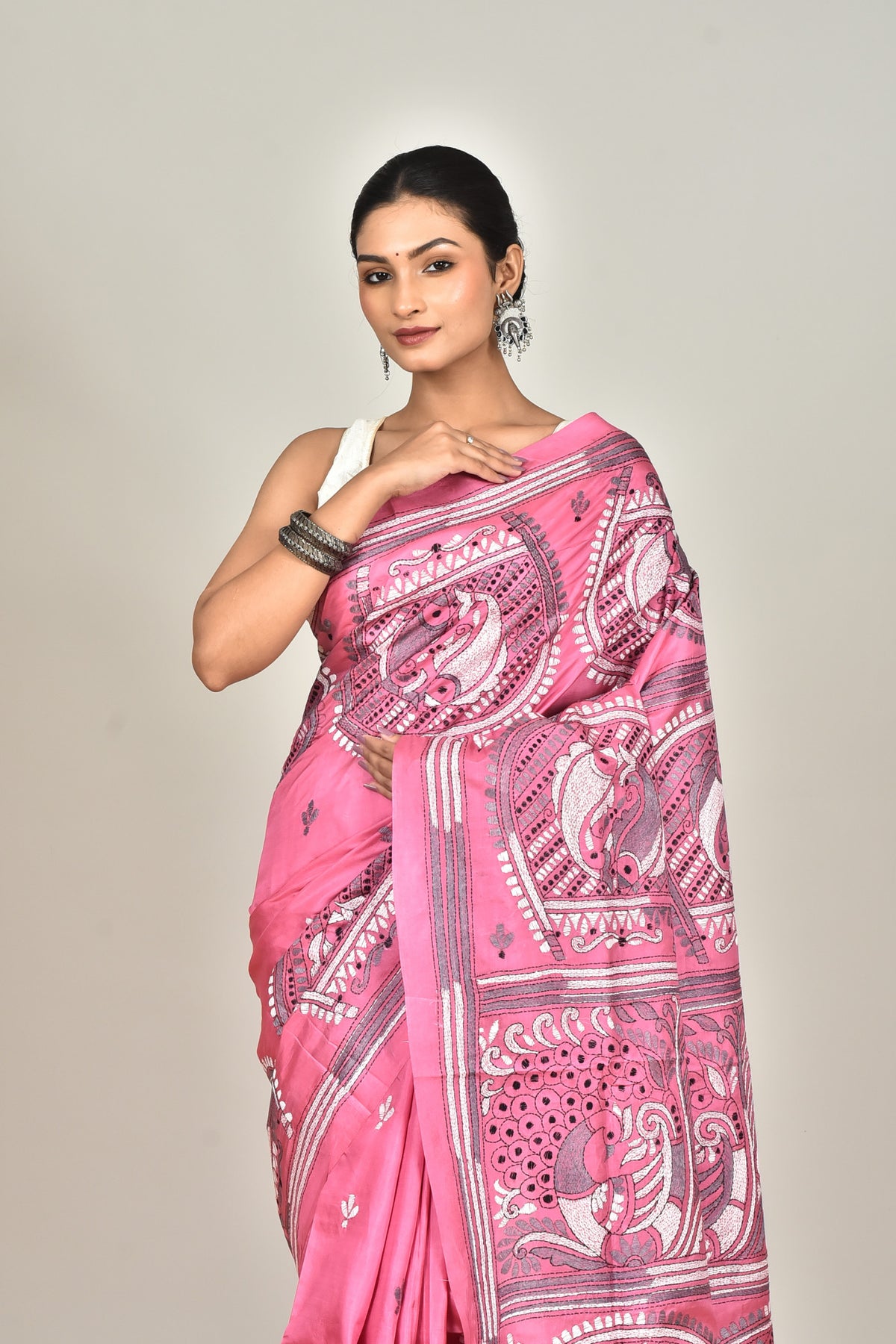BANGALORE SILK KANTHA SAREE