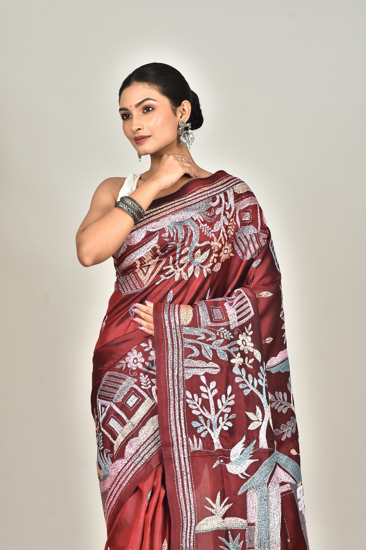 BANGALORE SILK KANTHA SAREE