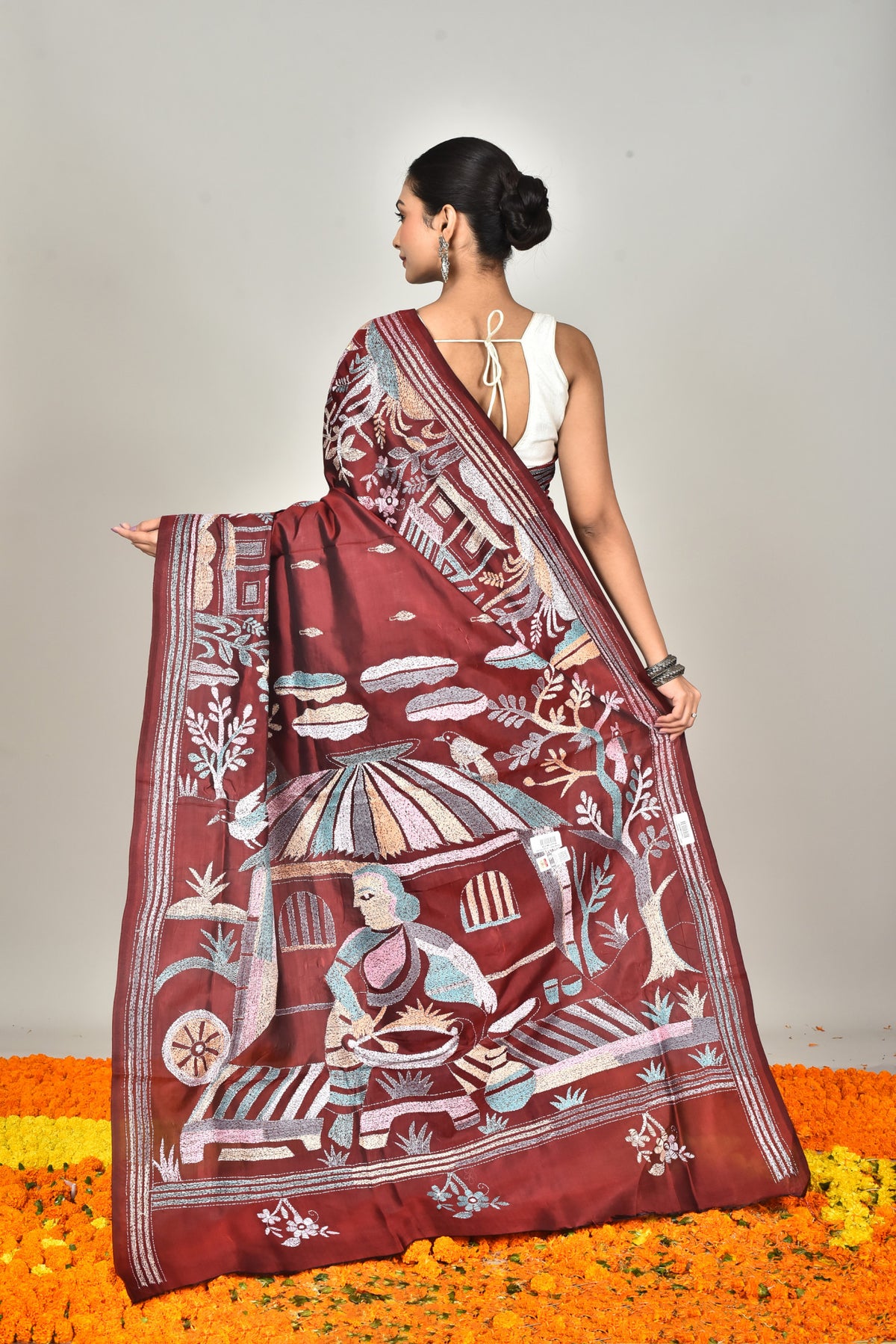 BANGALORE SILK KANTHA SAREE