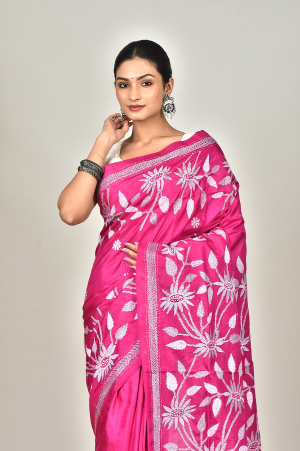 BANGALORE SILK KANTHA SAREE