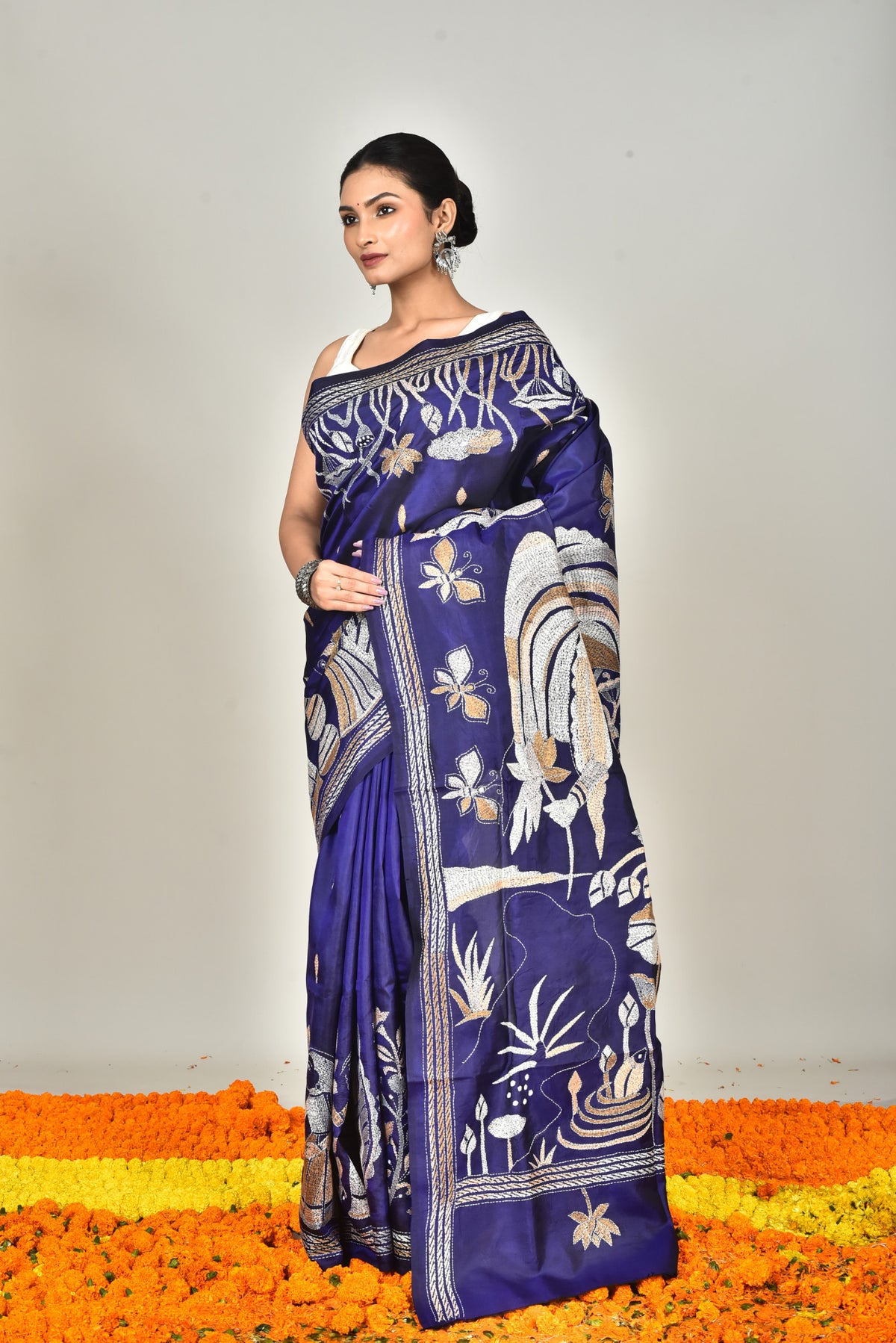 BANGALORE SILK KANTHA SAREE