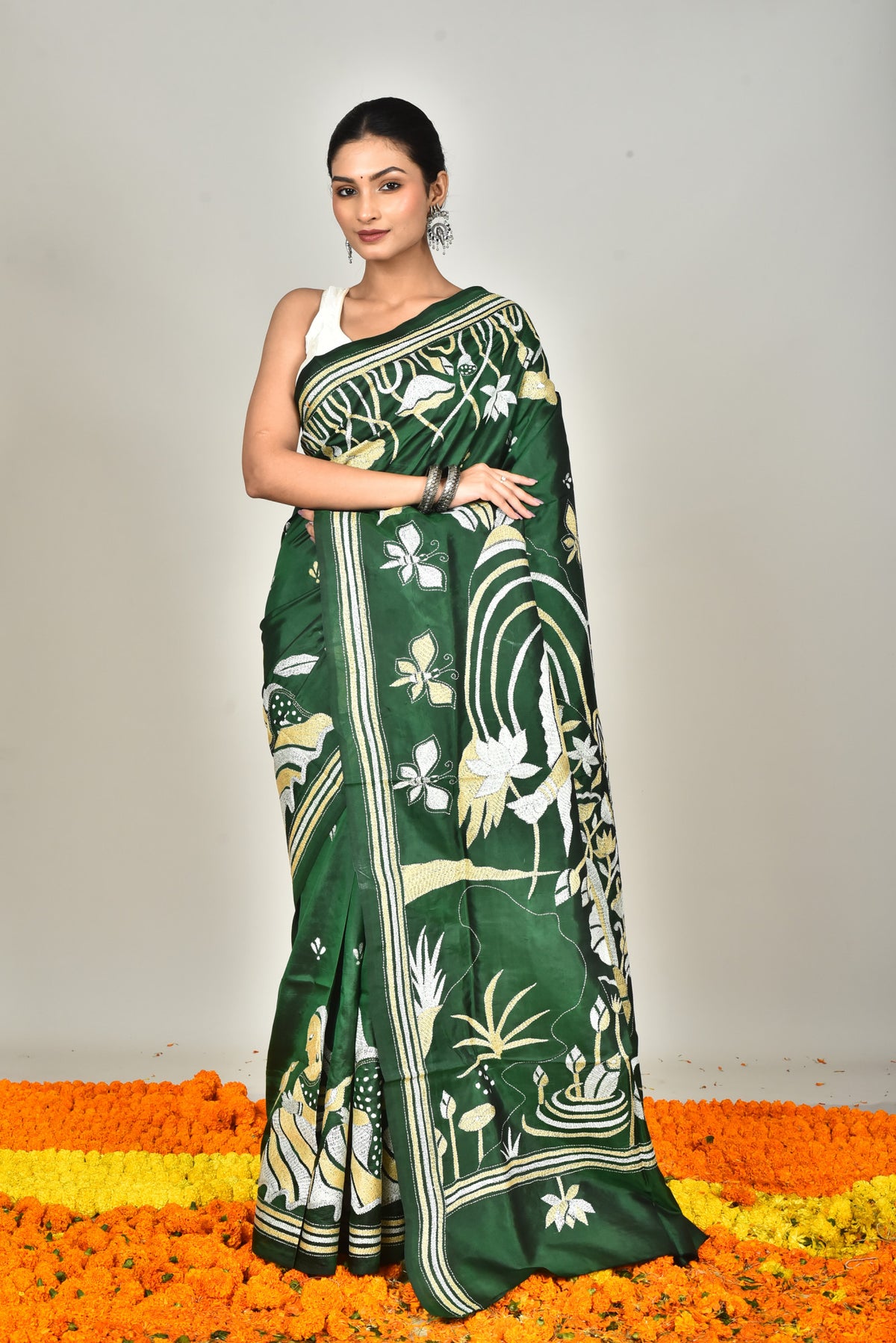 BANGALORE SILK KANTHA SAREE