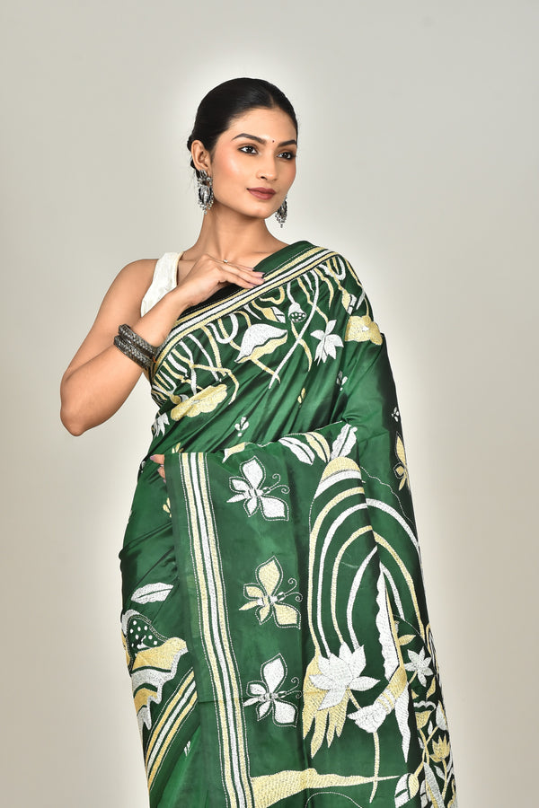 BANGALORE SILK KANTHA SAREE