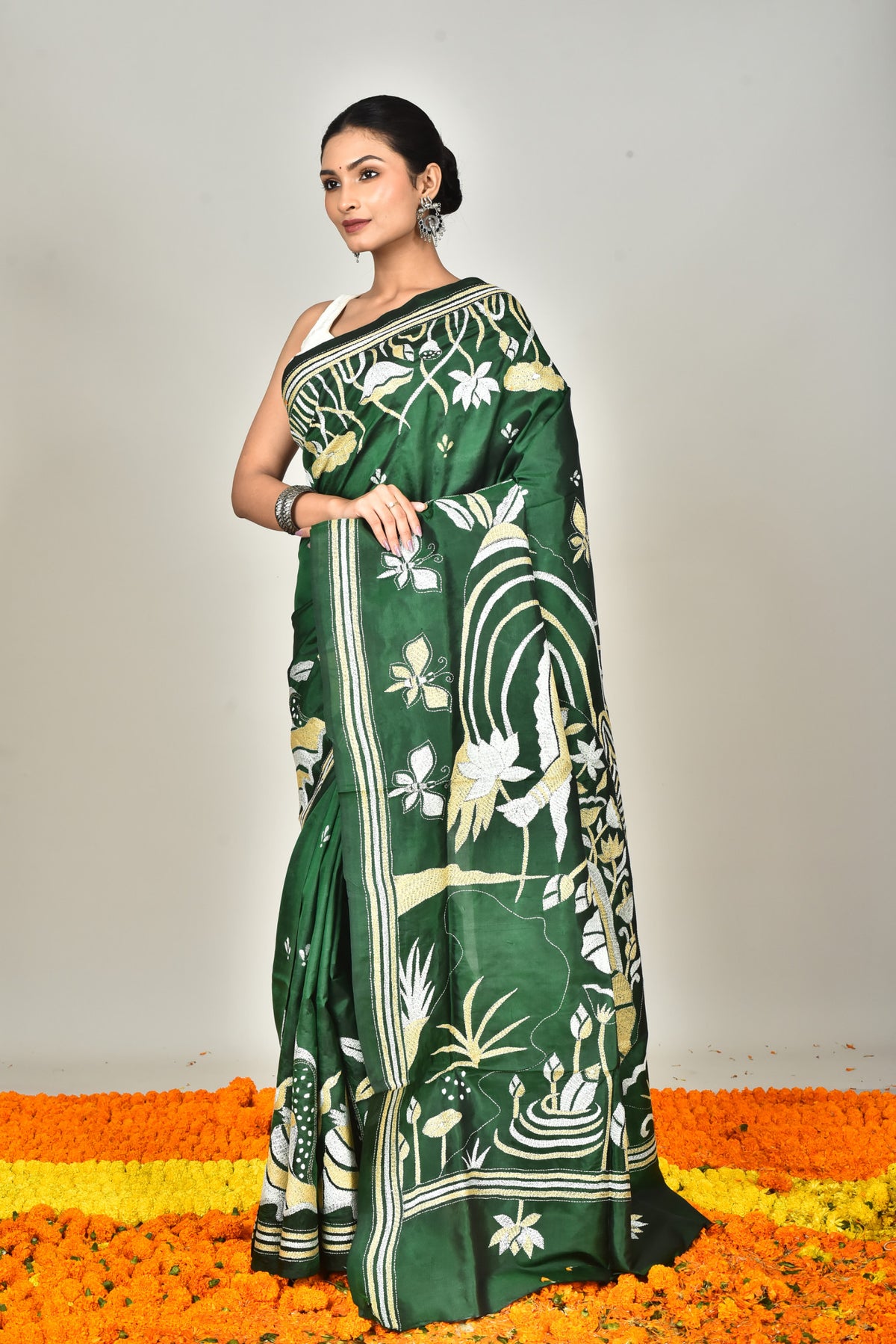 BANGALORE SILK KANTHA SAREE
