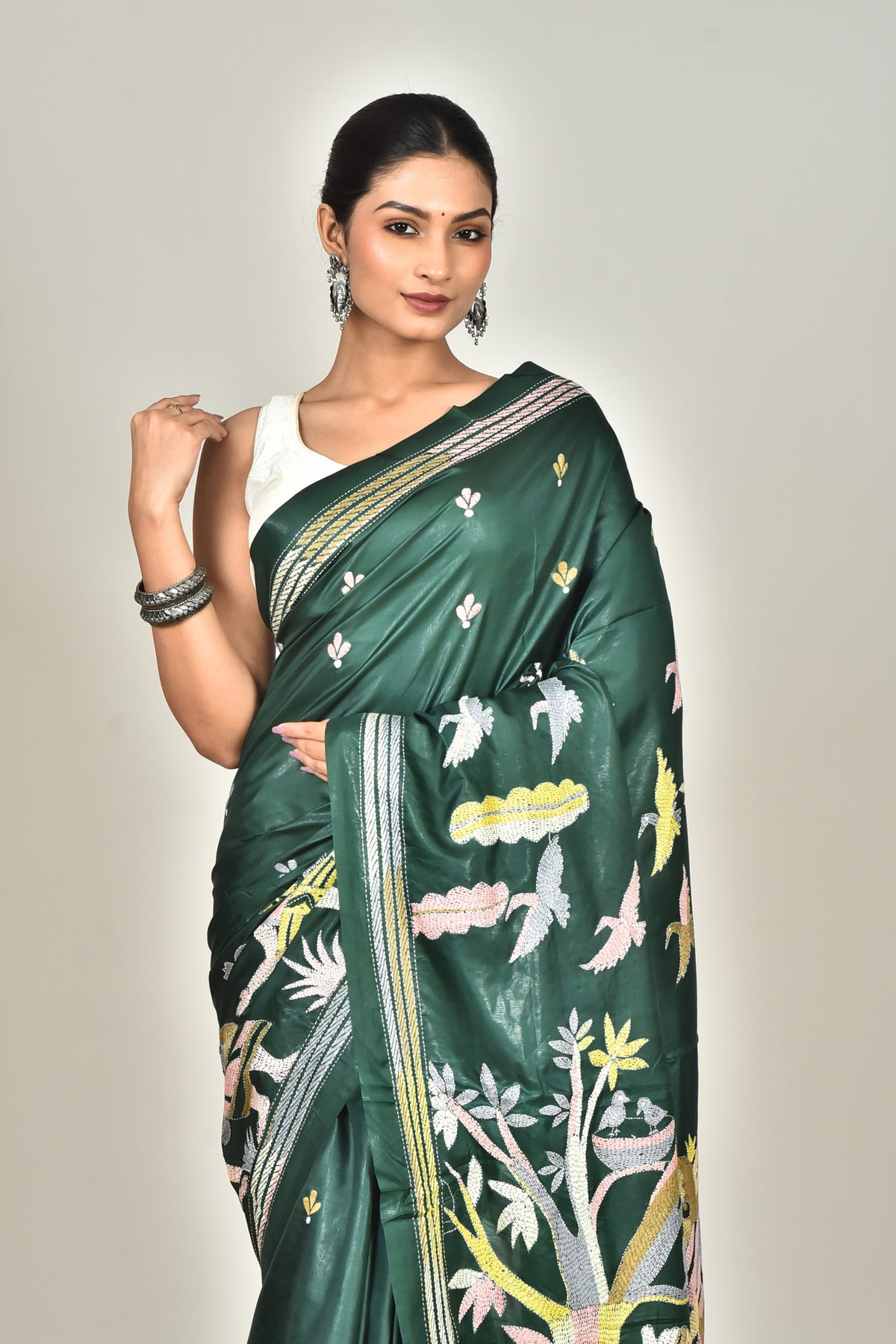 BANGALORE SILK KANTHA SAREE