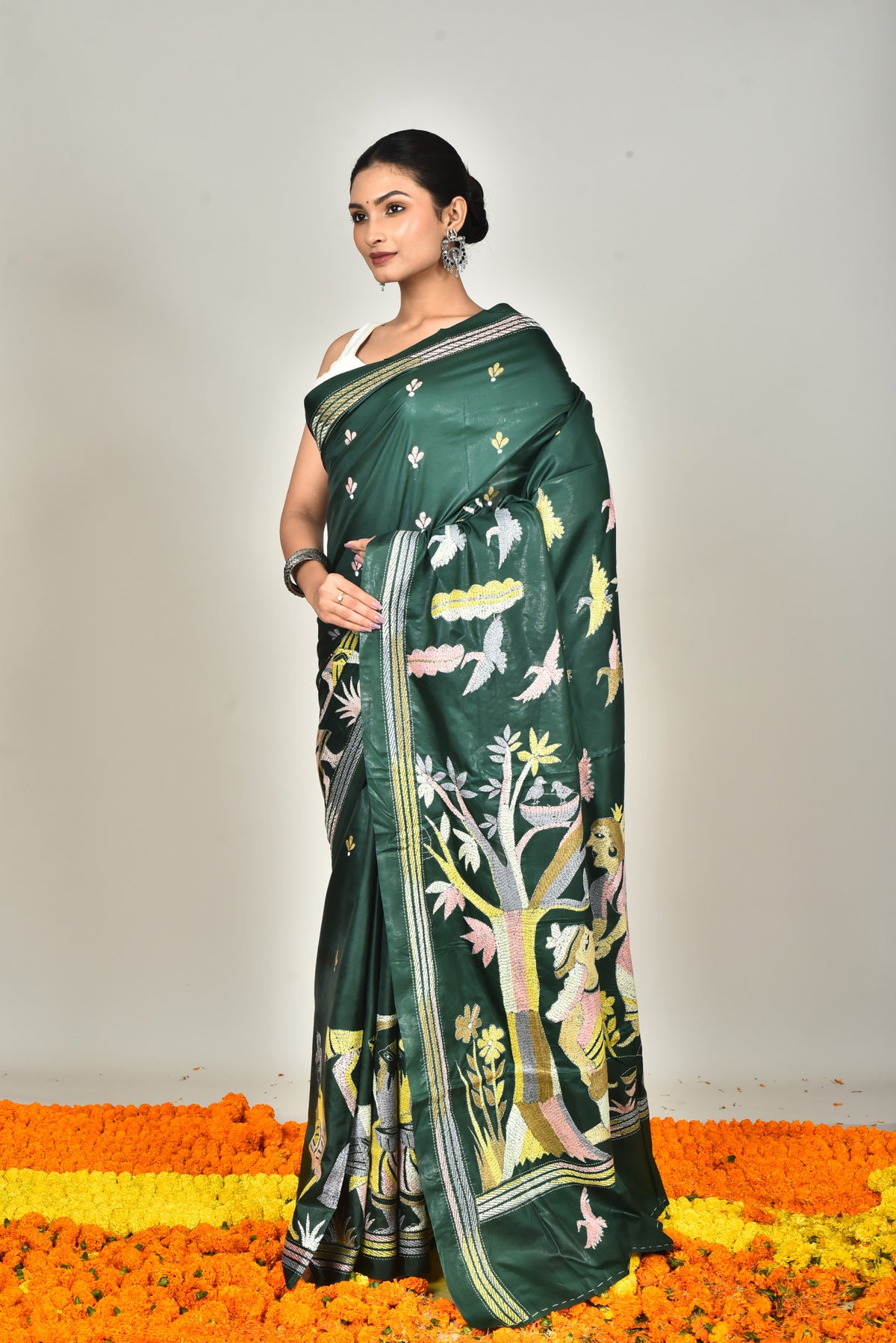 BANGALORE SILK KANTHA SAREE