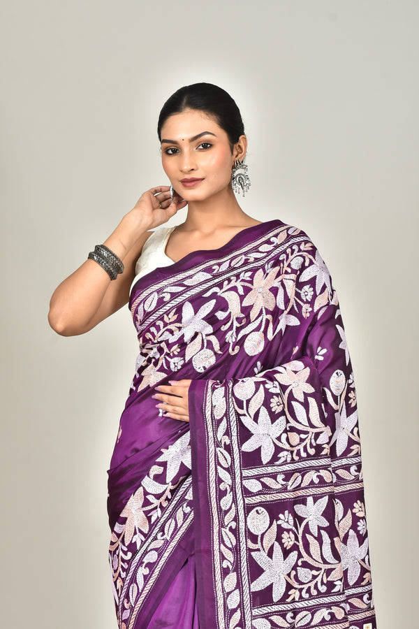 BANGALORE SILK KANTHA SAREE