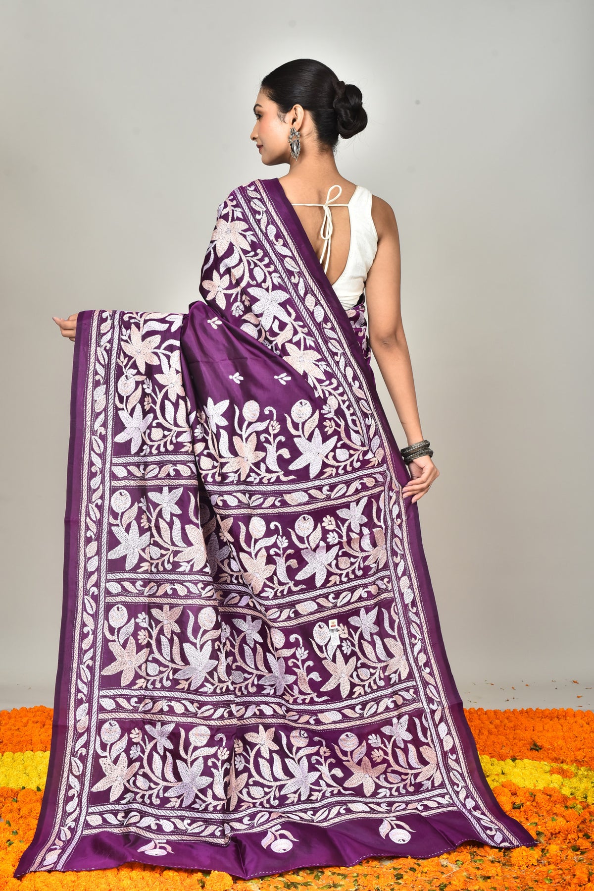 BANGALORE SILK KANTHA SAREE