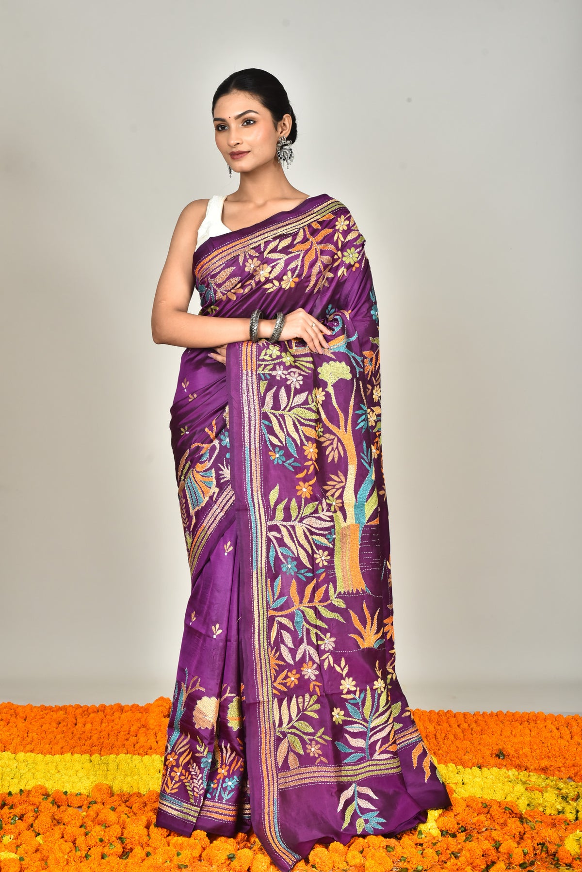 BANGALORE SILK KANTHA SAREE