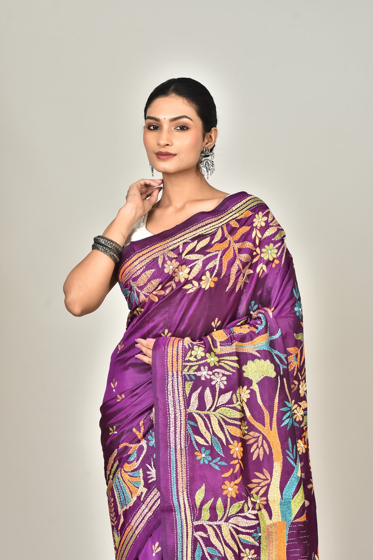 BANGALORE SILK KANTHA SAREE