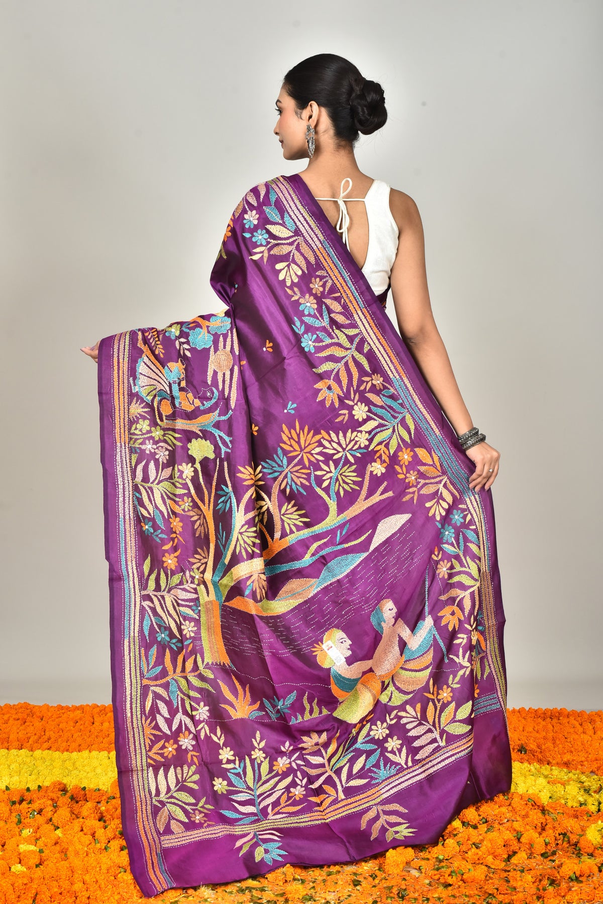 BANGALORE SILK KANTHA SAREE