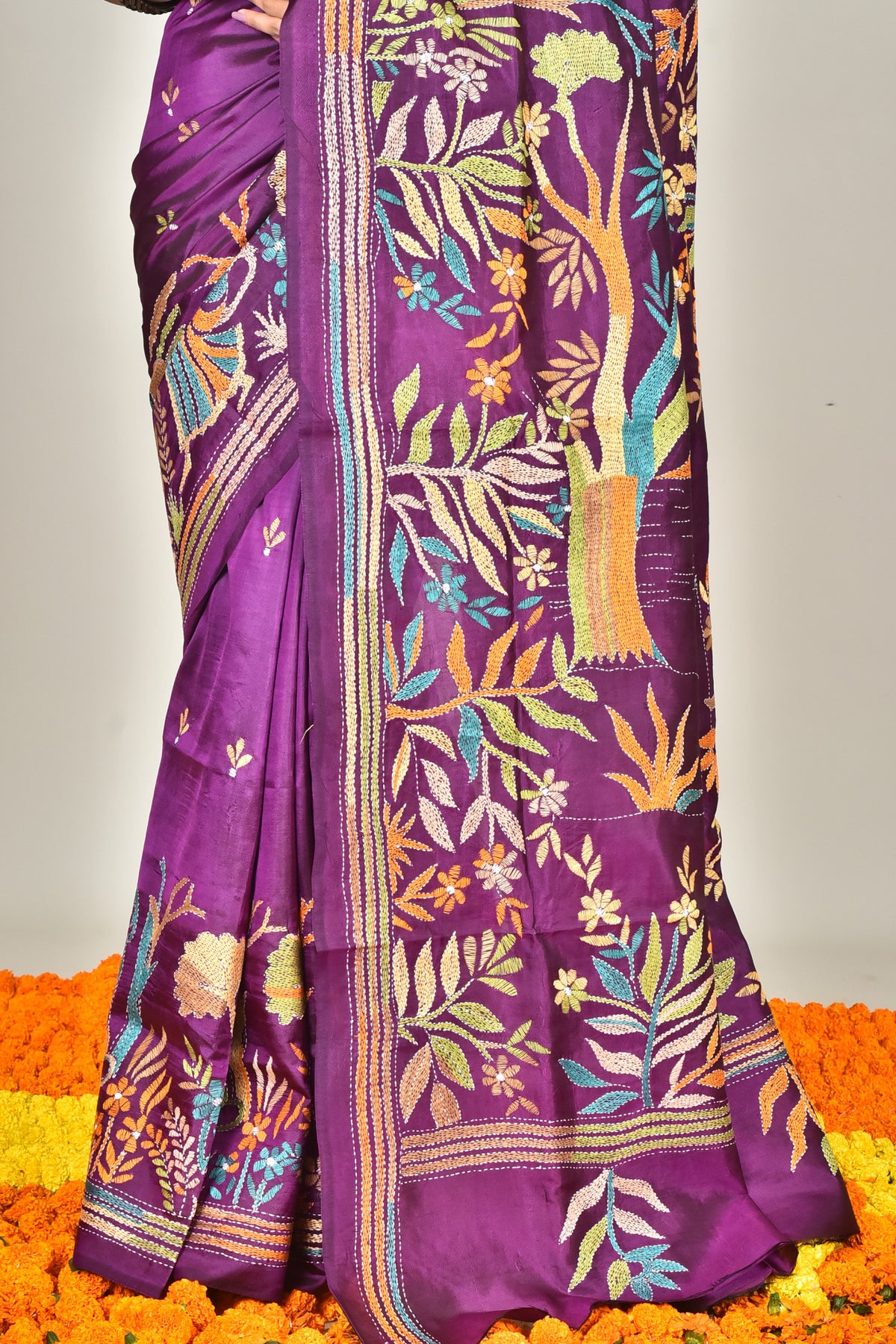 BANGALORE SILK KANTHA SAREE