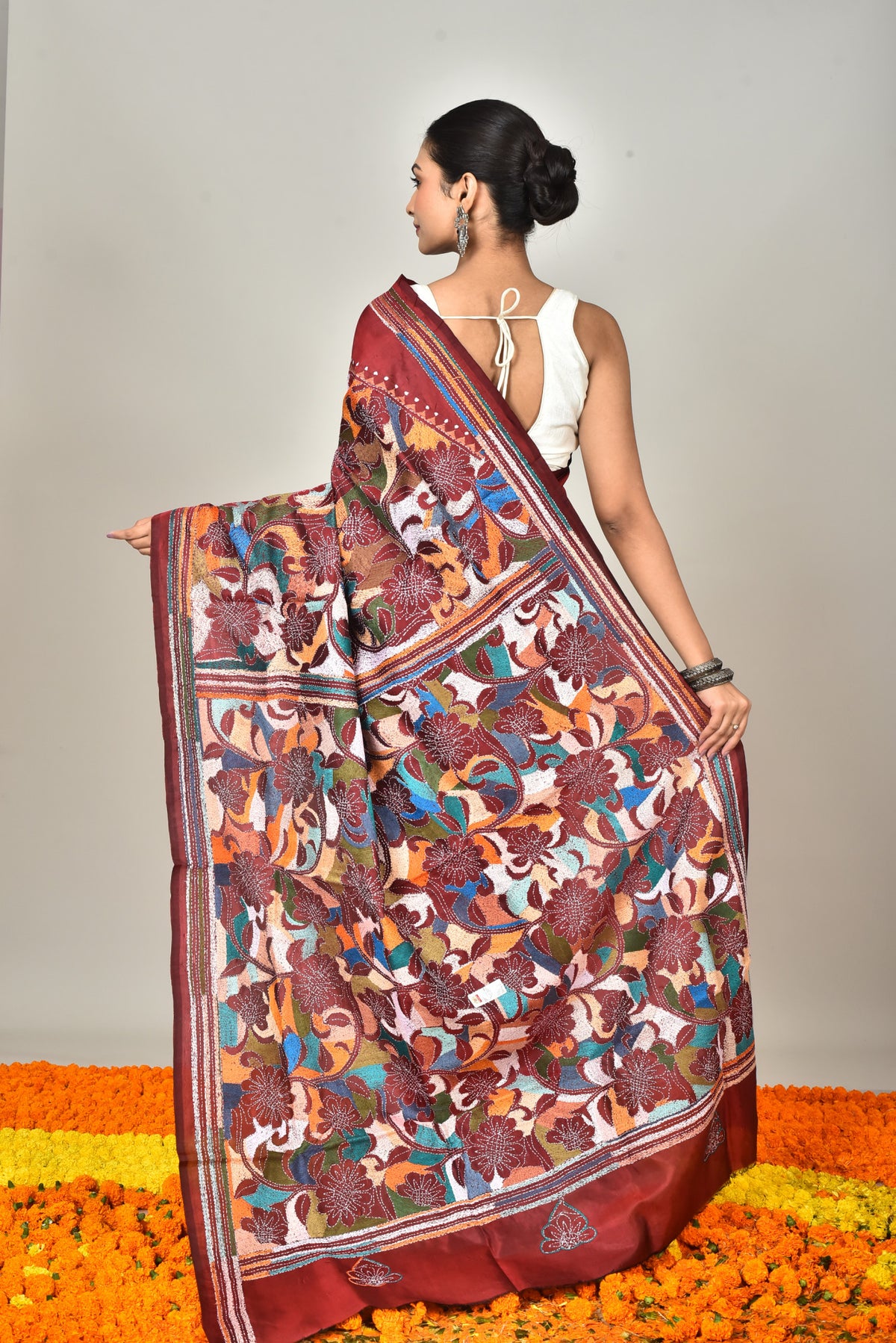 BANGALORE SILK KANTHA SAREE