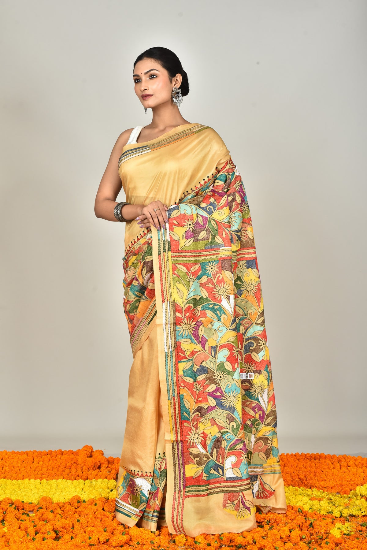 BANGALORE SILK KANTHA SAREE